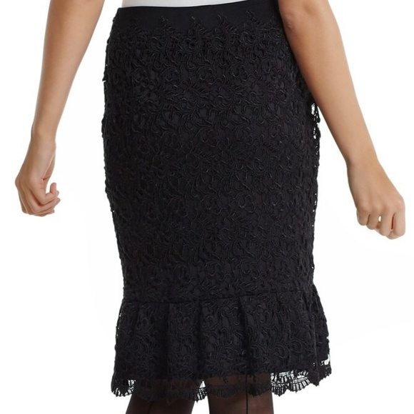 NWOT-   BLACK LACE FLOUNCE PENCIL SKIRT by WHBM - Picture 2 of 6